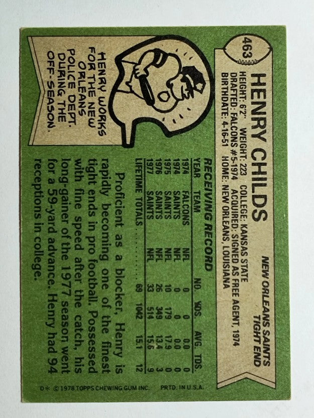 1978 Topps #463 Henry Childs (VG)