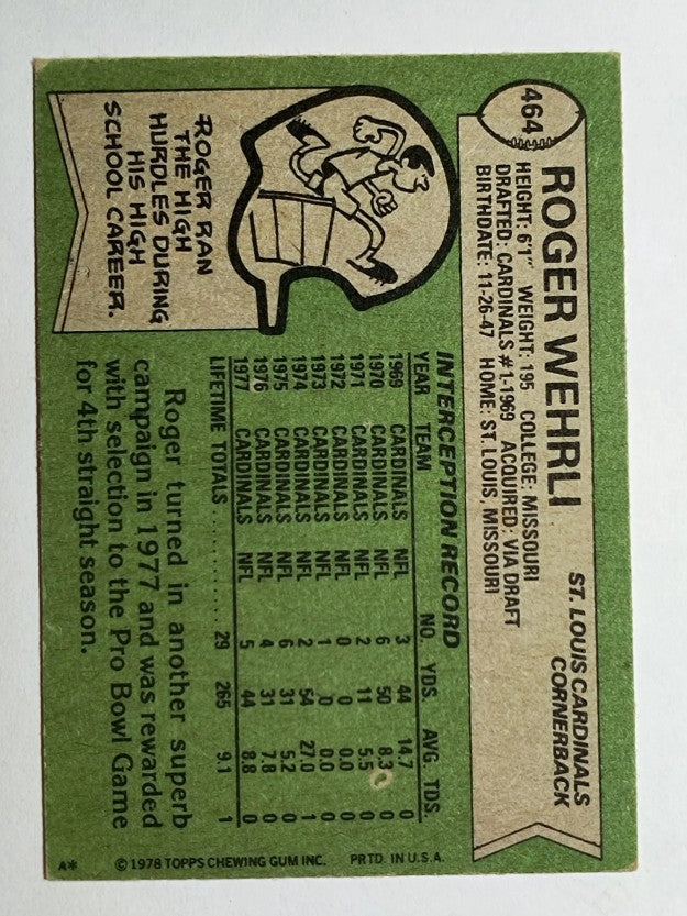1978 Topps #464 Roger Wehrli (VG)