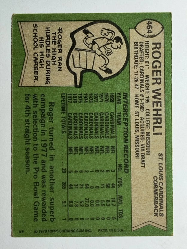 1978 Topps #464 Roger Wehrli (VGEX)