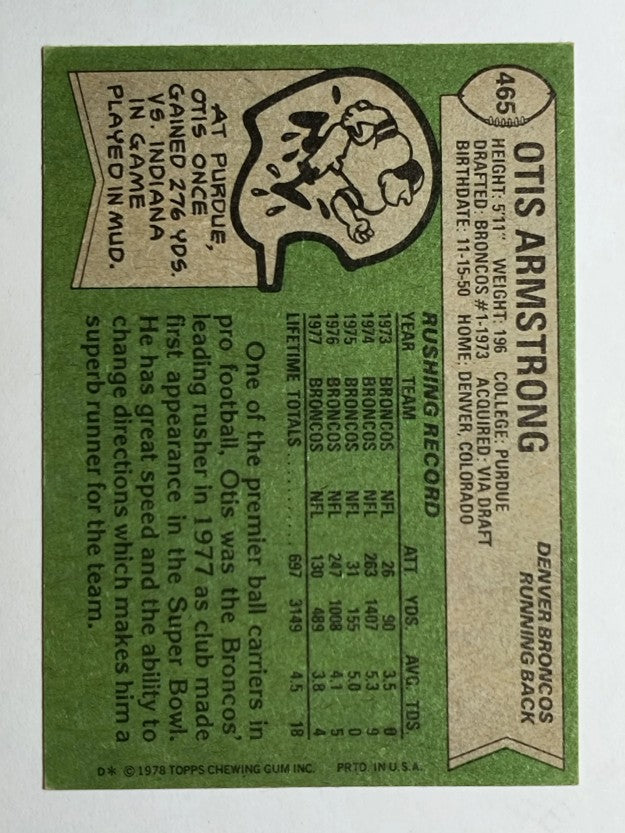 1978 Topps #465 Otis Armstrong (VGEX)