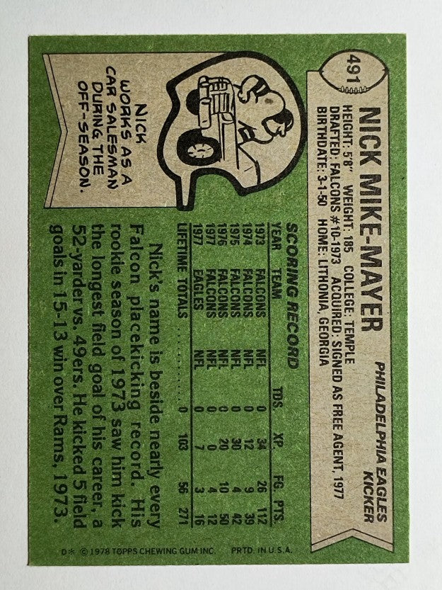 1978 Topps #491 Nick Mike-Mayer (EXMT)