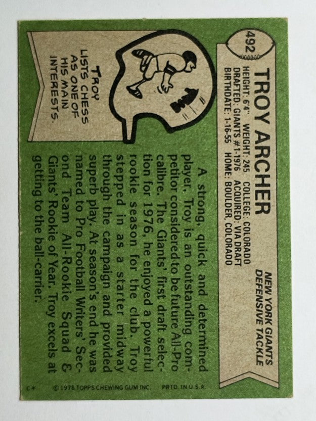 1978 Topps #492 Troy Archer (VGEX)