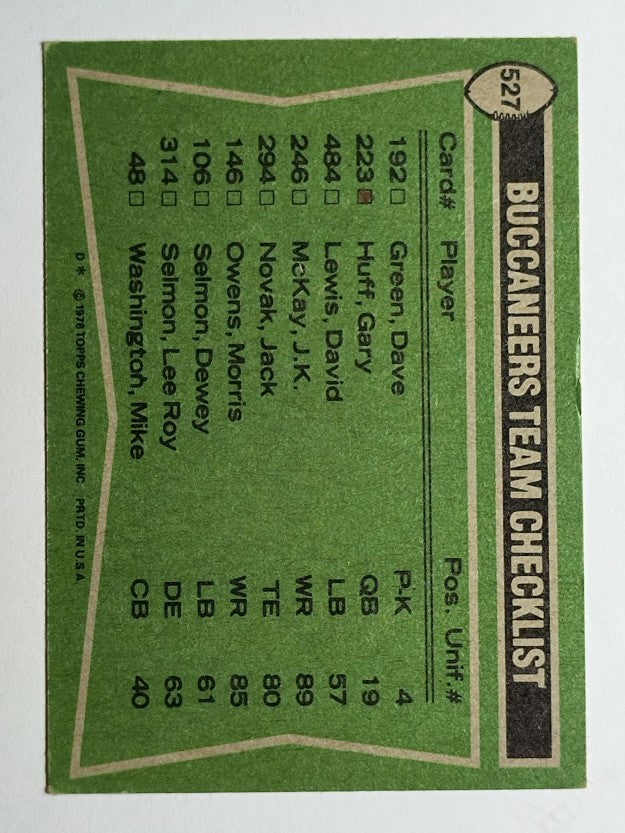 1978 Topps #527 Bucs TL/Isaac Hagins/Mike Washington/Lee Roy Selmon (VG)