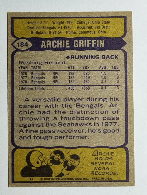 1979 Topps #184 Archie Griffin (EX)
