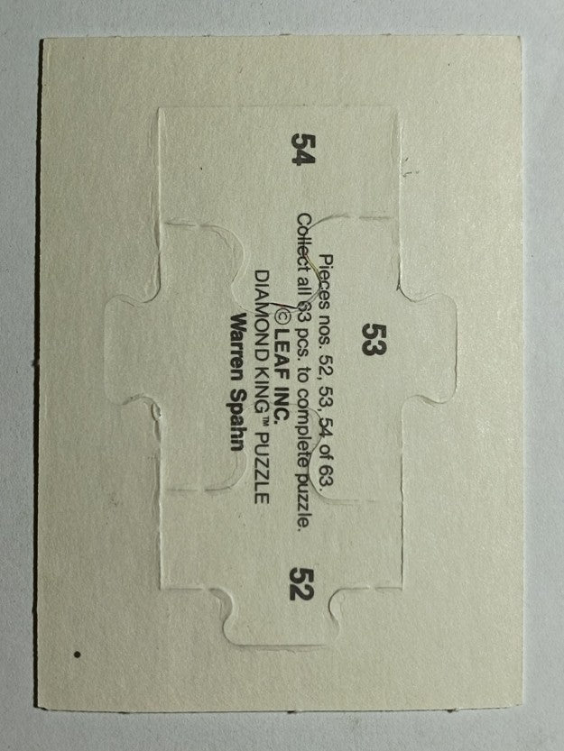 1989 Donruss Warren Spahn Puzzle #52 Spahn Puzzle 52-54