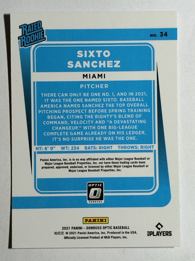 2021 Donruss Optic #34 Sixto Sanchez RR RC
