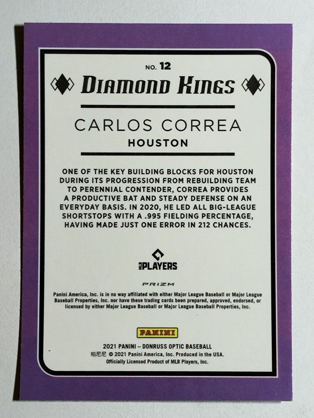 2021 Donruss Optic Carolina Blue and White #12 Carlos Correa DK