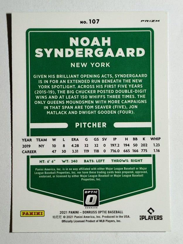 2021 Donruss Optic Carolina Blue and White #107 Noah Syndergaard