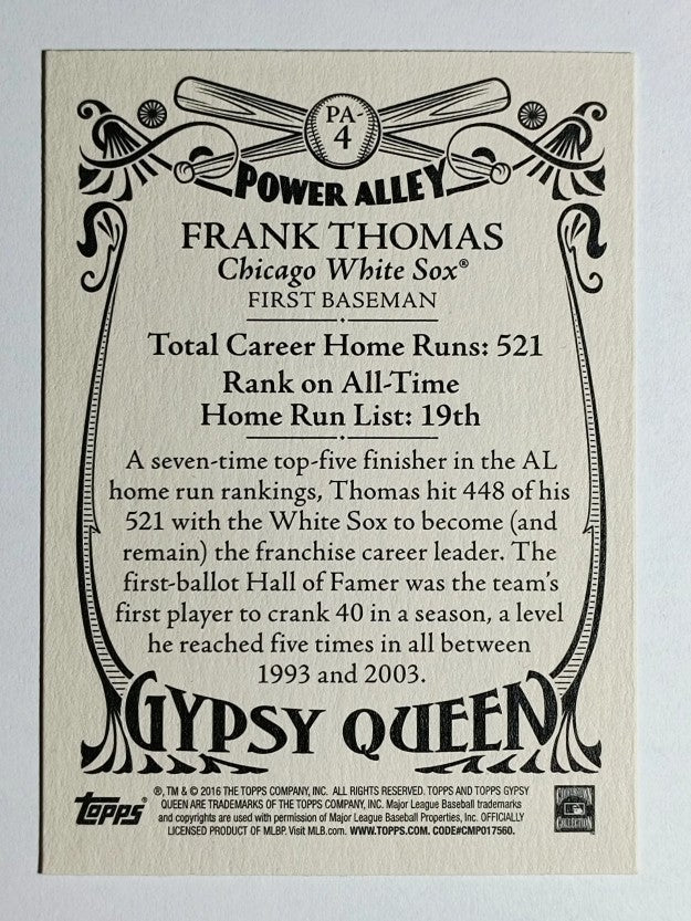 2016 Topps Gypsy Queen Power Alley #PA4 Frank Thomas