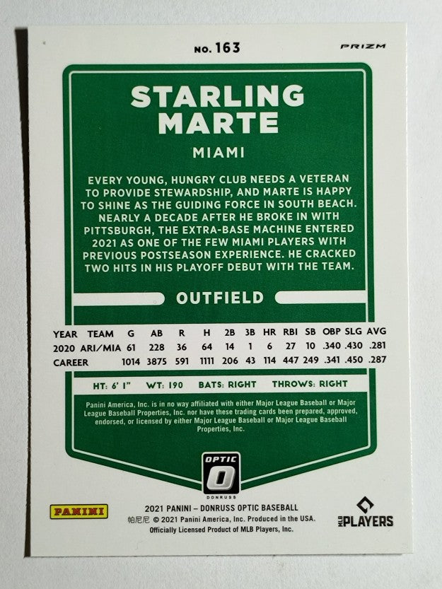 2021 Donruss Optic Carolina Blue and White #163 Starling Marte