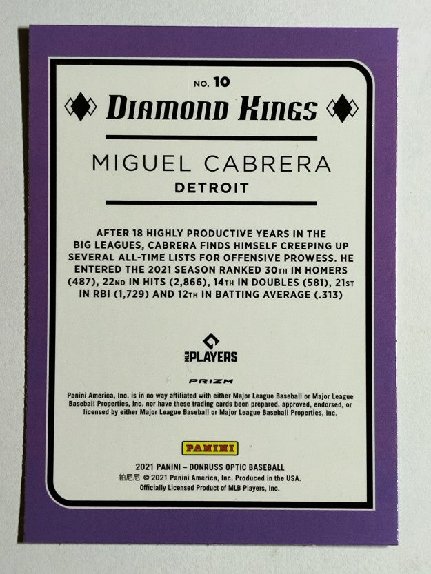 2021 Donruss Optic Holo #10 Miguel Cabrera DK