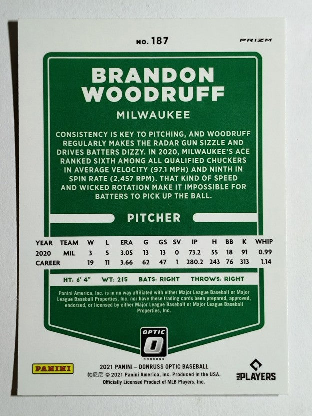 2021 Donruss Optic Holo #187 Brandon Woodruff