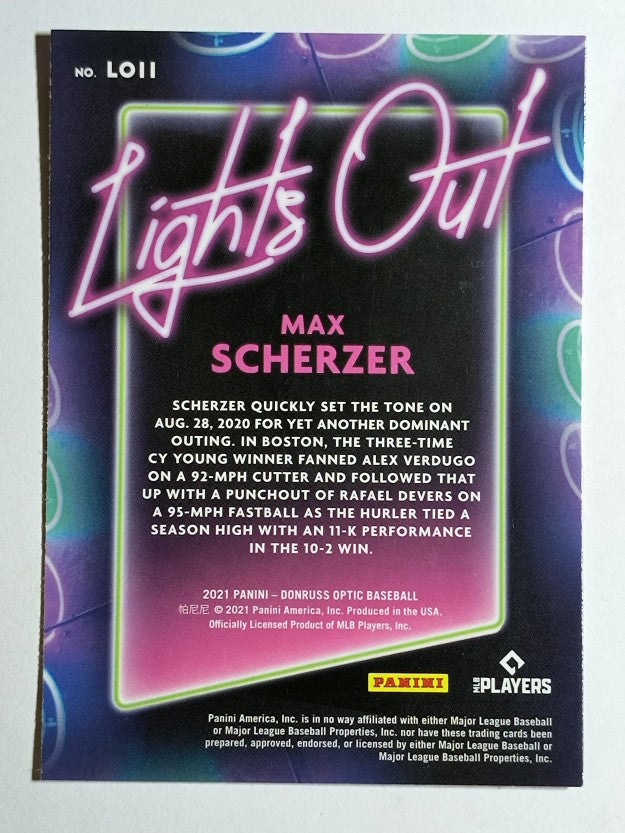 2021 Donruss Optic Lights Out #11 Max Scherzer