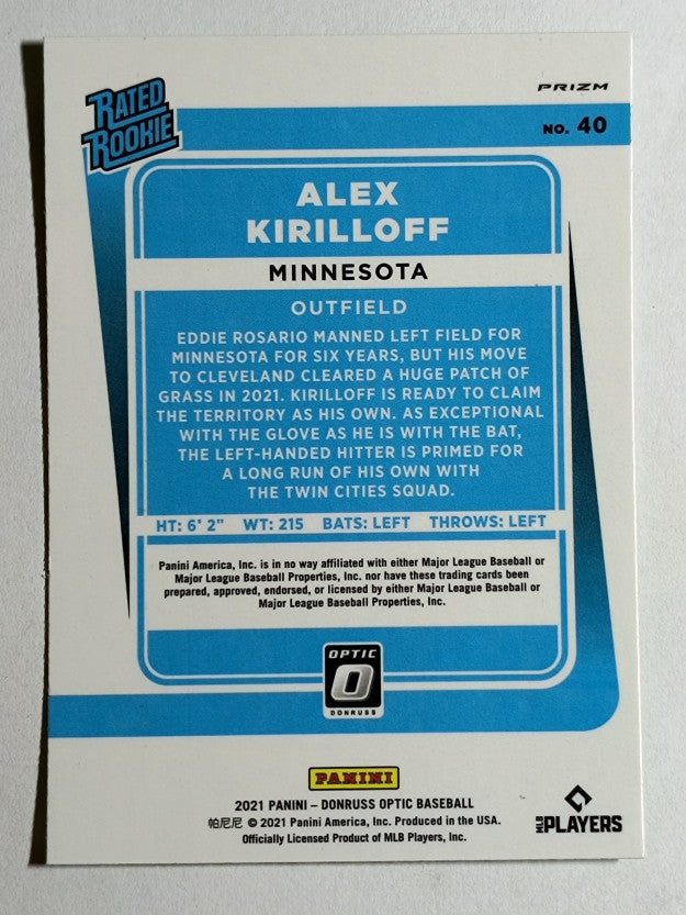 2021 Donruss Optic Lime Green #40 Alex Kirilloff RR