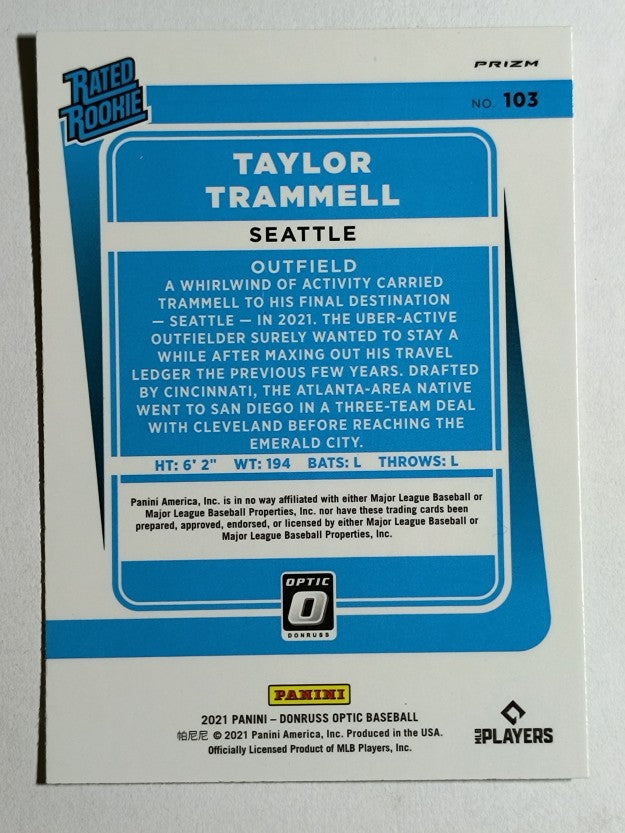 2021 Donruss Optic Lime Green #103A Taylor Trammell RR