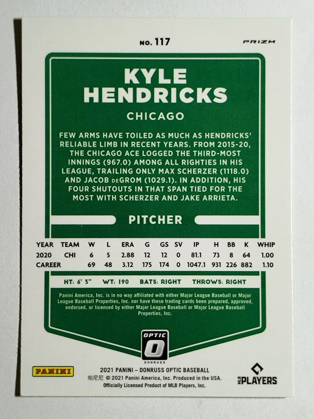 2021 Donruss Optic Lime Green #117 Kyle Hendricks
