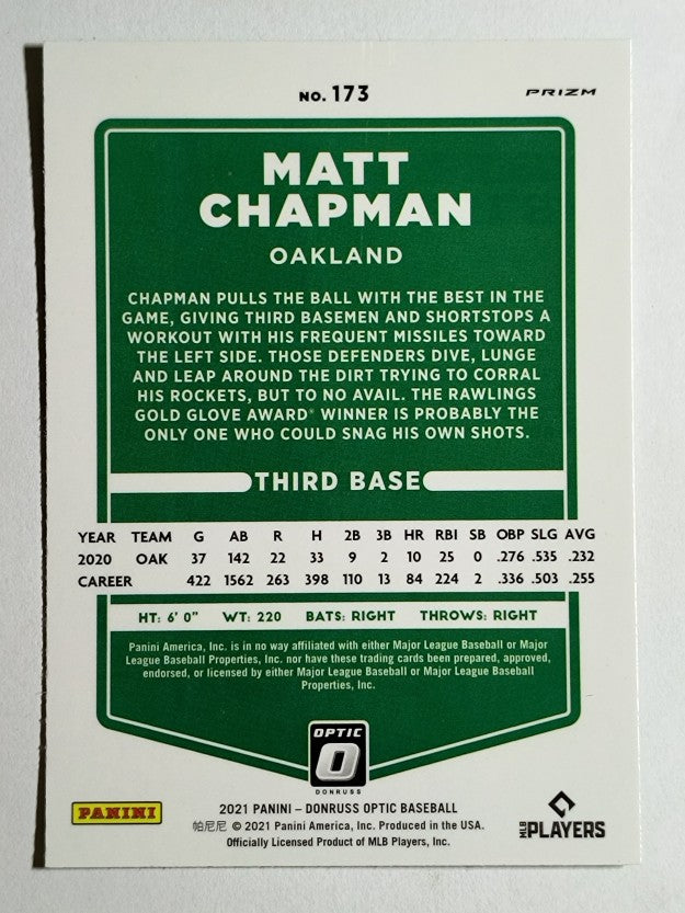 2021 Donruss Optic Lime Green #173 Matt Chapman