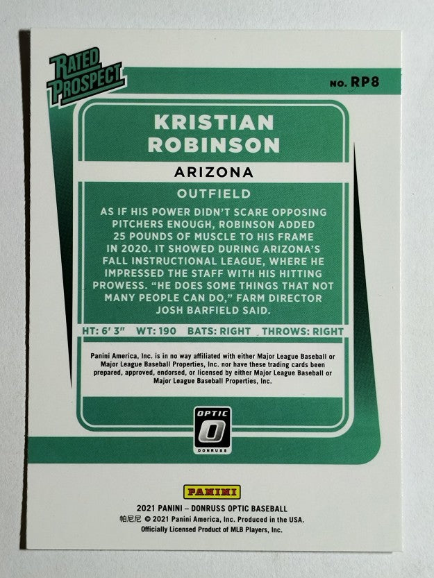 2021 Donruss Optic Rated Prospects #8 Kristian Robinson