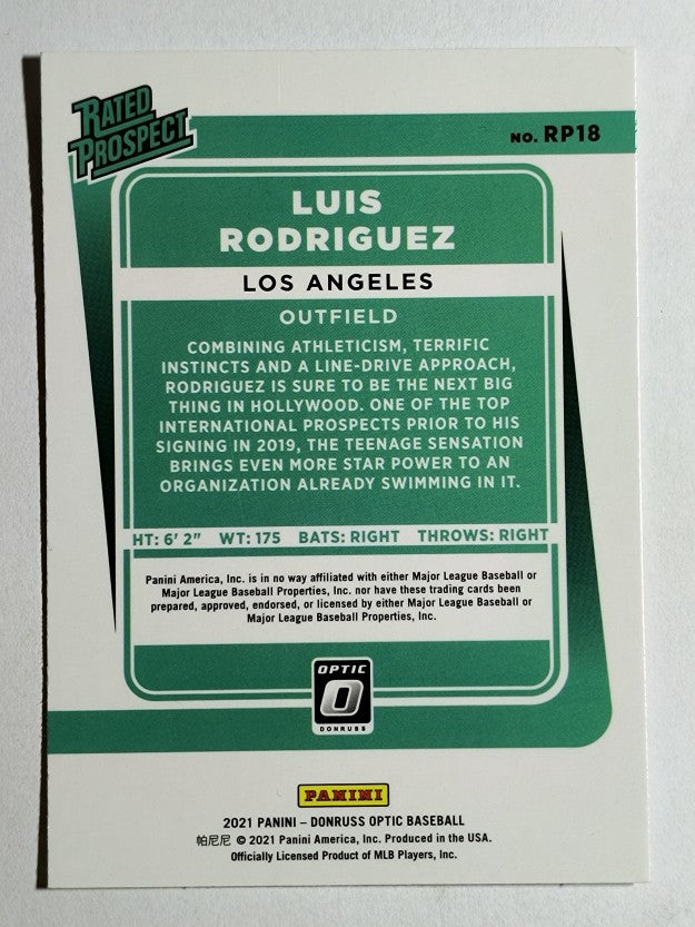 2021 Donruss Optic Rated Prospects #18 Luis Rodriguez