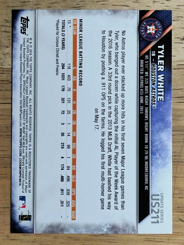 2016 Topps Update #US211A Tyler White RC