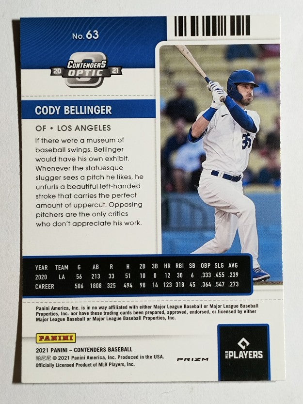 2021 Panini Contenders Optic Green Wave #63 Cody Bellinger