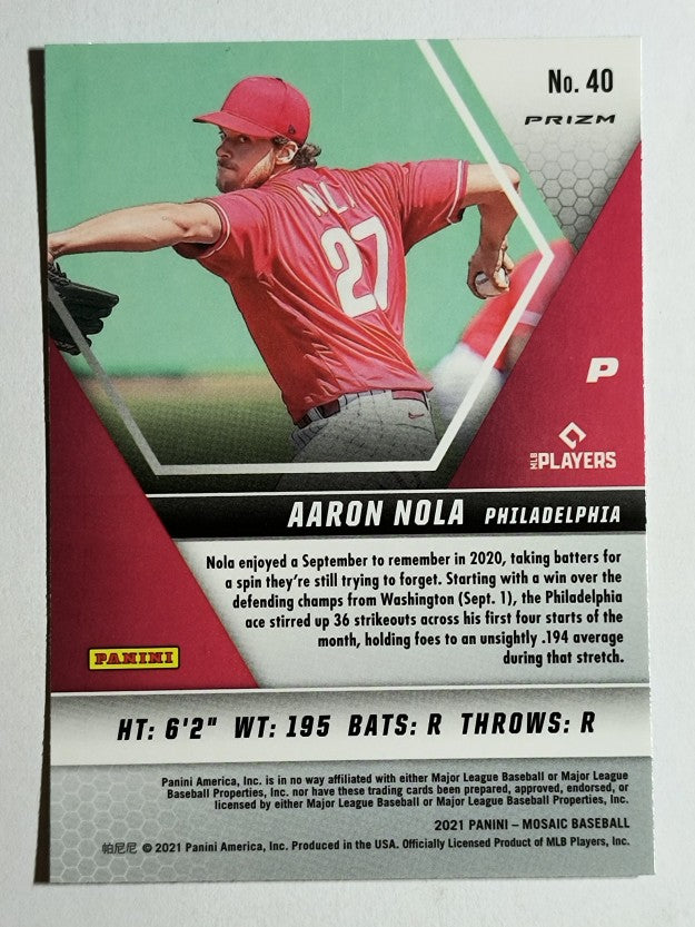 2021 Panini Mosaic Mosaic Blue Camo #40 Aaron Nola
