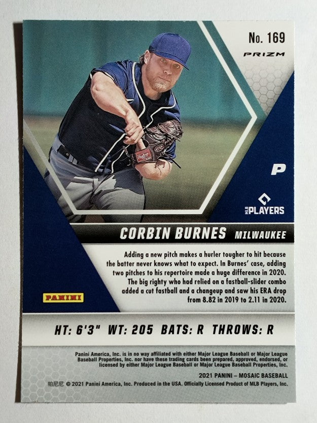 2021 Panini Mosaic Mosaic Blue Camo #169 Corbin Burnes