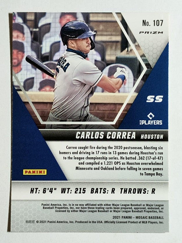 2021 Panini Mosaic Mosaic Reactive Orange #107 Carlos Correa