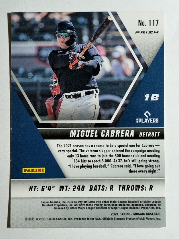 2021 Panini Mosaic Mosaic Reactive Orange #117 Miguel Cabrera
