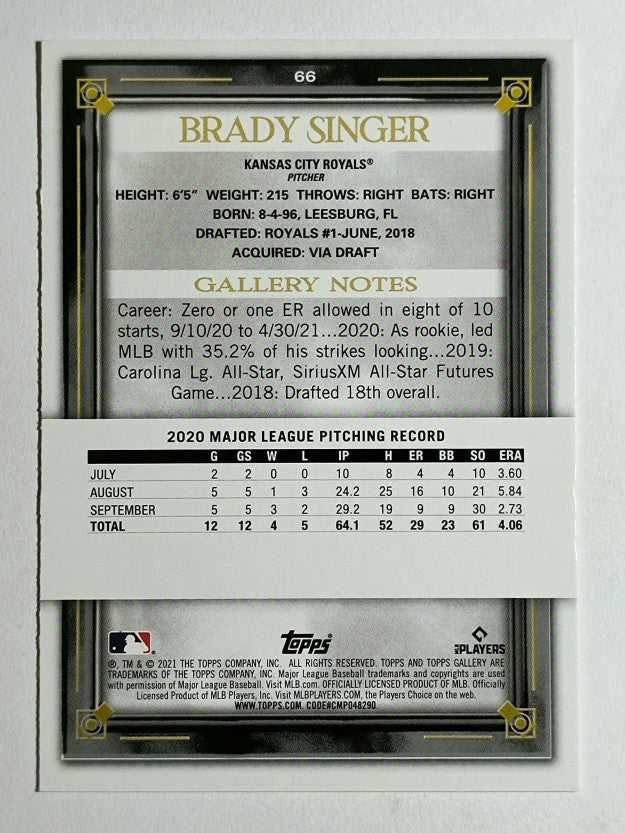 2021 Topps Gallery #66 Brady Singer RC