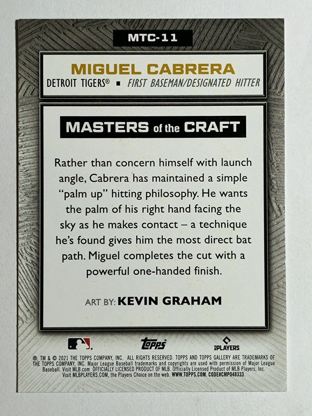 2021 Topps Gallery Masters of the Craft #MTC11 Miguel Cabrera