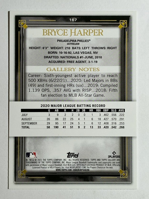 2021 Topps Gallery Printer Proofs #167 Bryce Harper