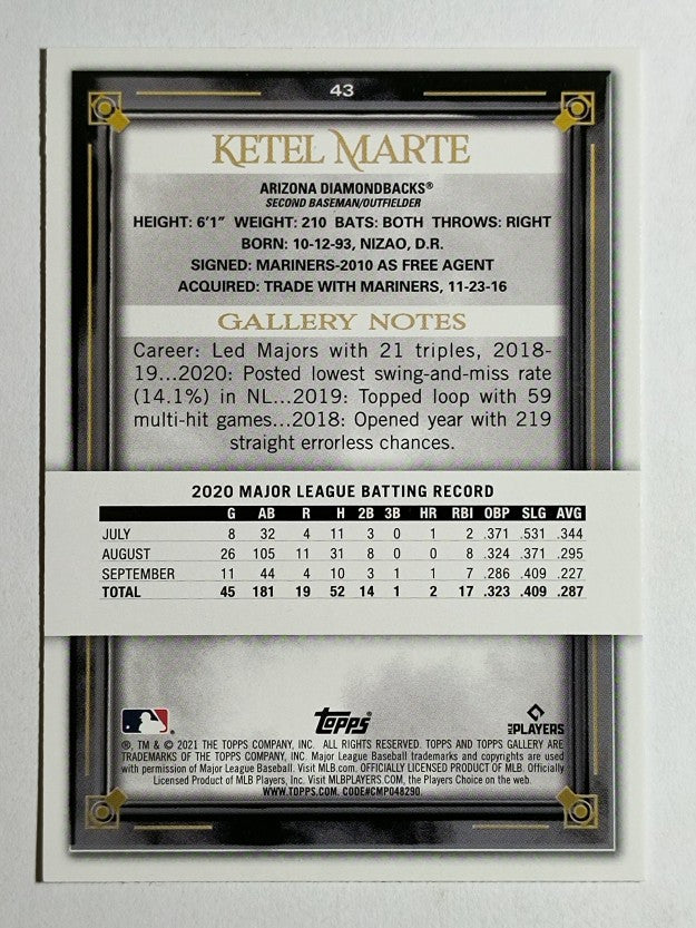 2021 Topps Gallery Rainbow Foil #43 Ketel Marte