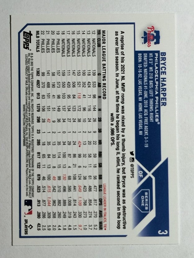 2023 Topps #3 Bryce Harper