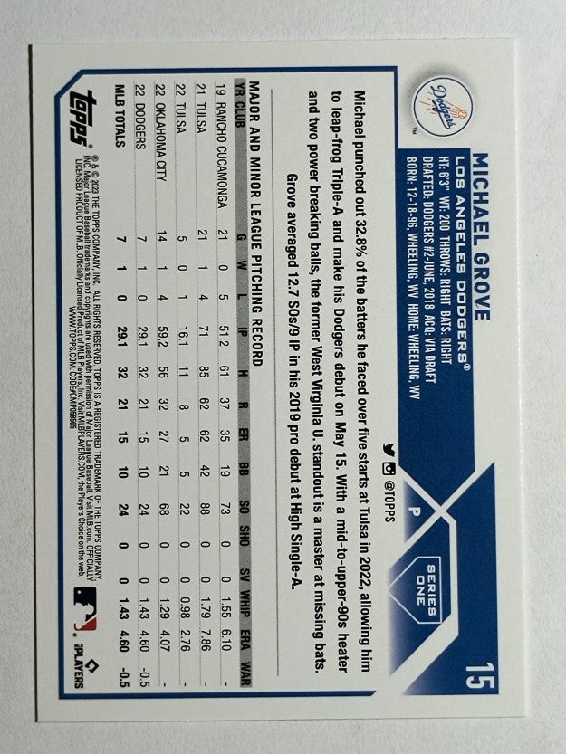 2023 Topps #15 Michael Grove RC