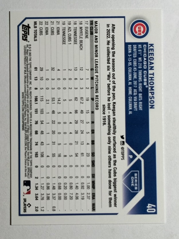 2023 Topps #40 Keegan Thompson