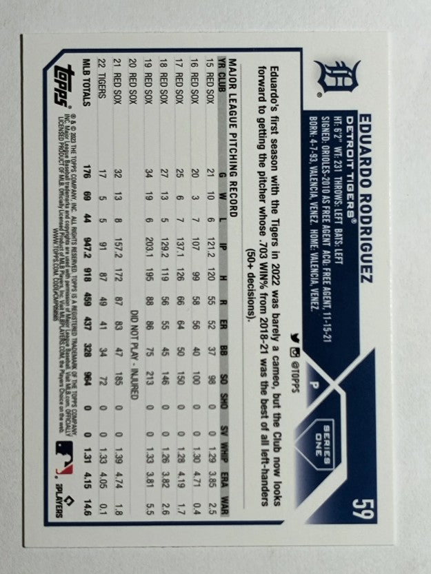 2023 Topps #59 Eduardo Rodriguez