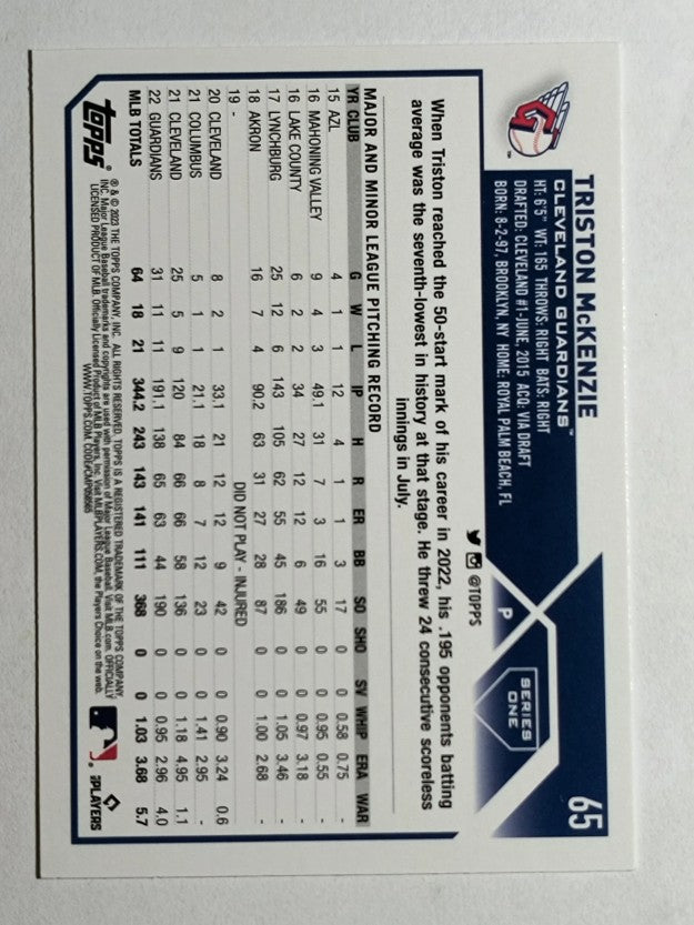 2023 Topps #65 Triston McKenzie