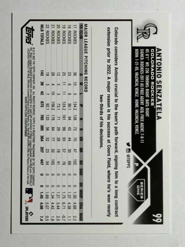 2023 Topps #99 Antonio Senzatela