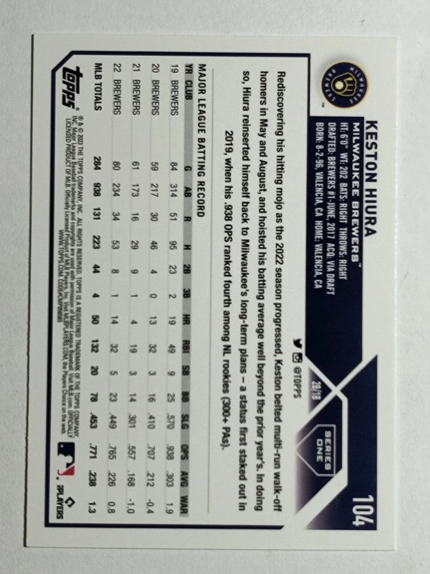 2023 Topps #104 Keston Hiura