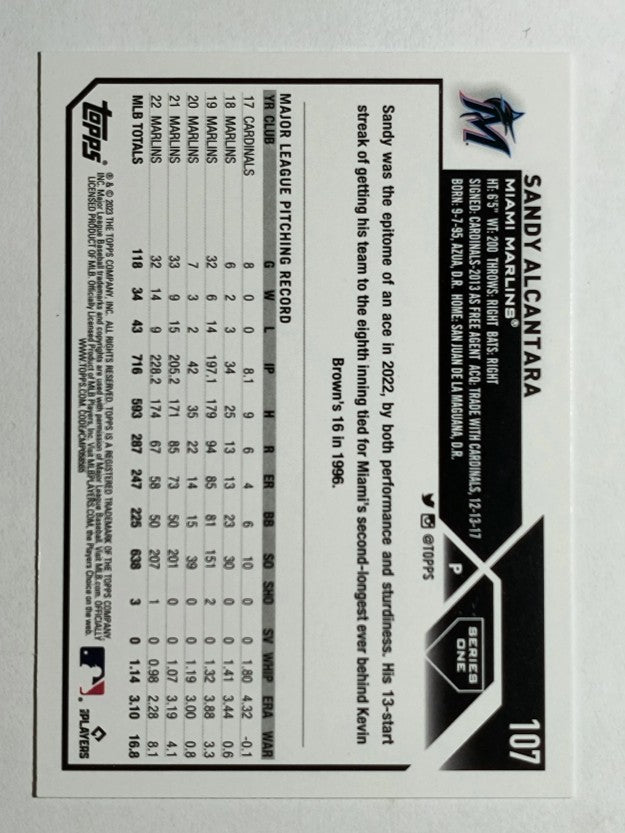 2023 Topps #107 Sandy Alcantara