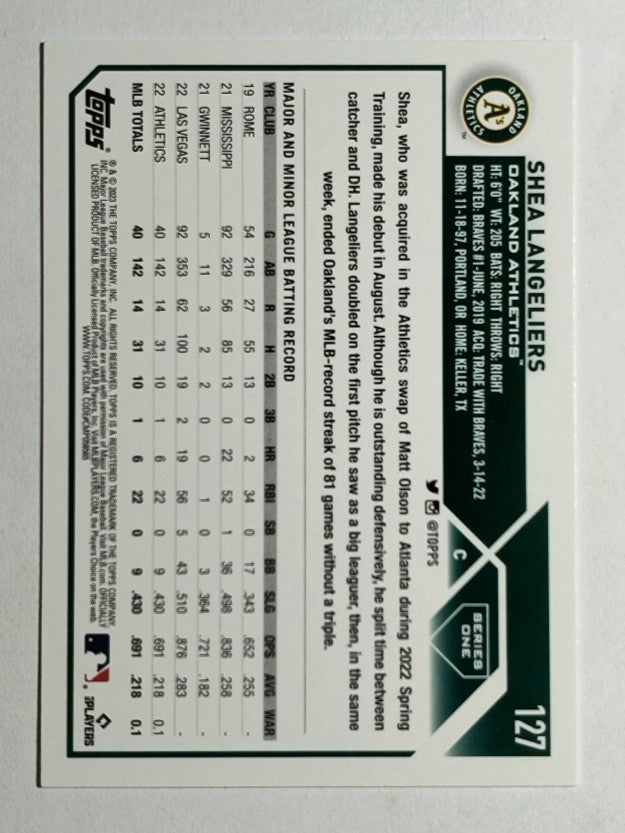 2023 Topps #127 Shea Langeliers RC