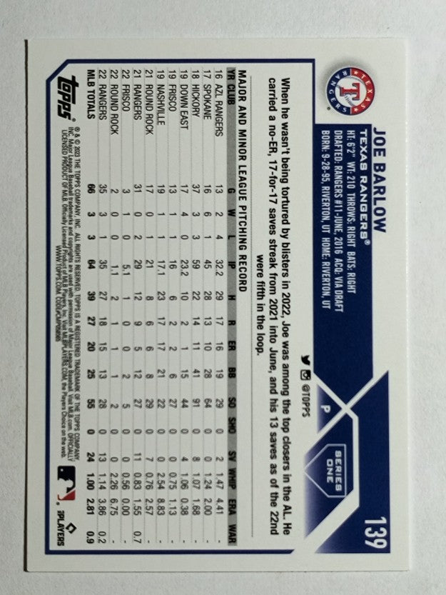 2023 Topps #139 Joe Barlow