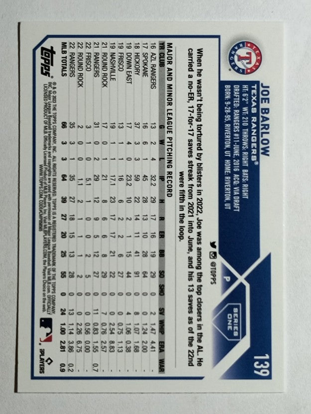 2023 Topps #139 Joe Barlow