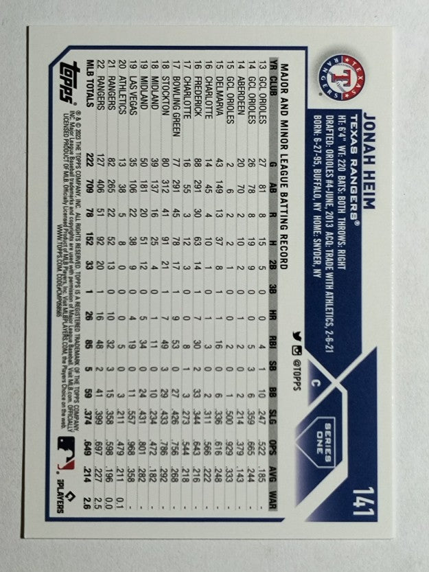 2023 Topps #141 Jonah Heim