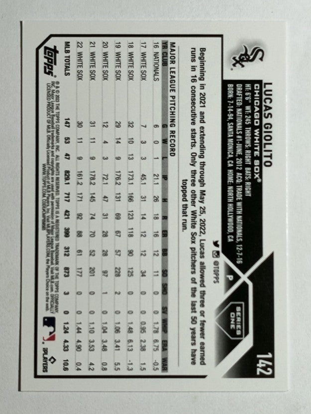 2023 Topps #142 Lucas Giolito