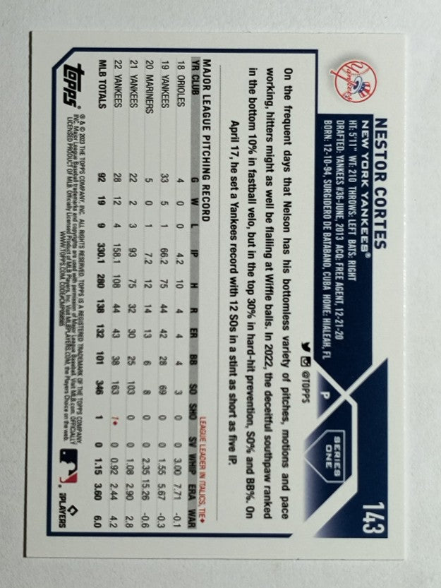 2023 Topps #143 Nestor Cortes