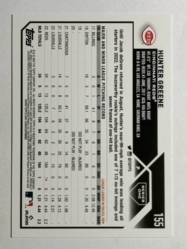 2023 Topps #155 Hunter Greene FS