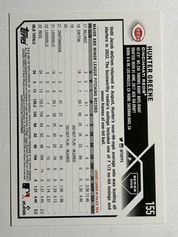2023 Topps #155 Hunter Greene FS