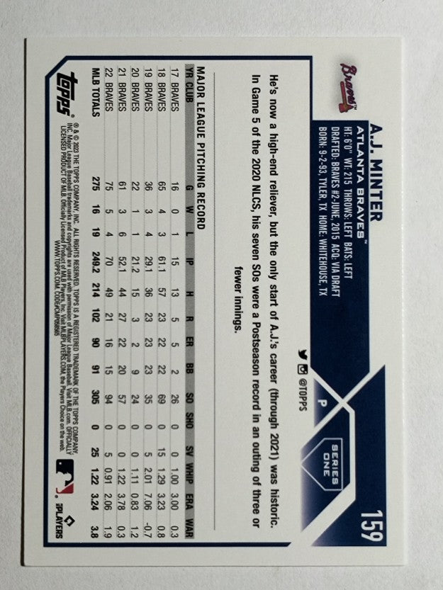 2023 Topps #159 A.J. Minter